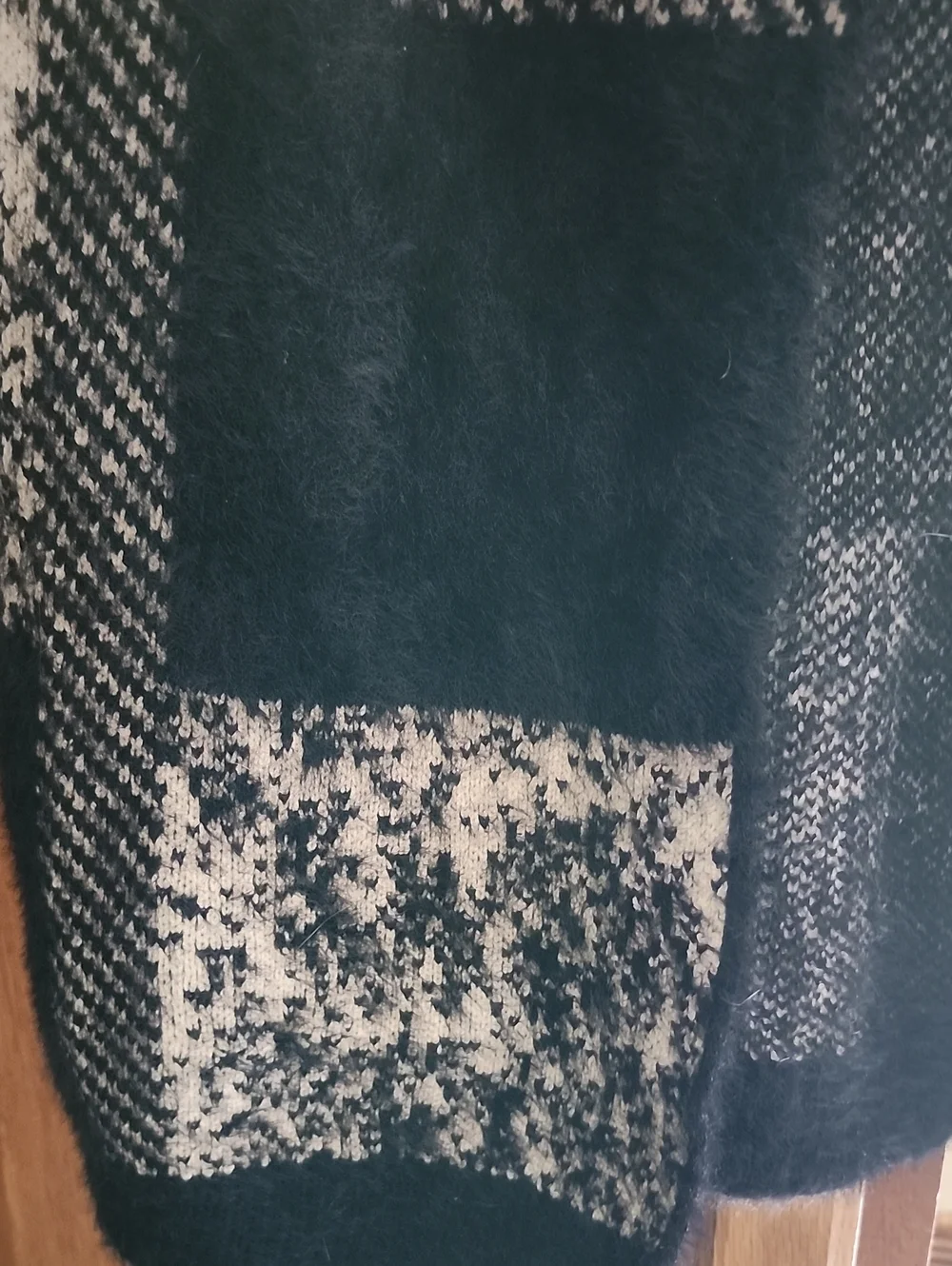 Cozy Black & Cream Open-Front Plaid Cardigan Sweater